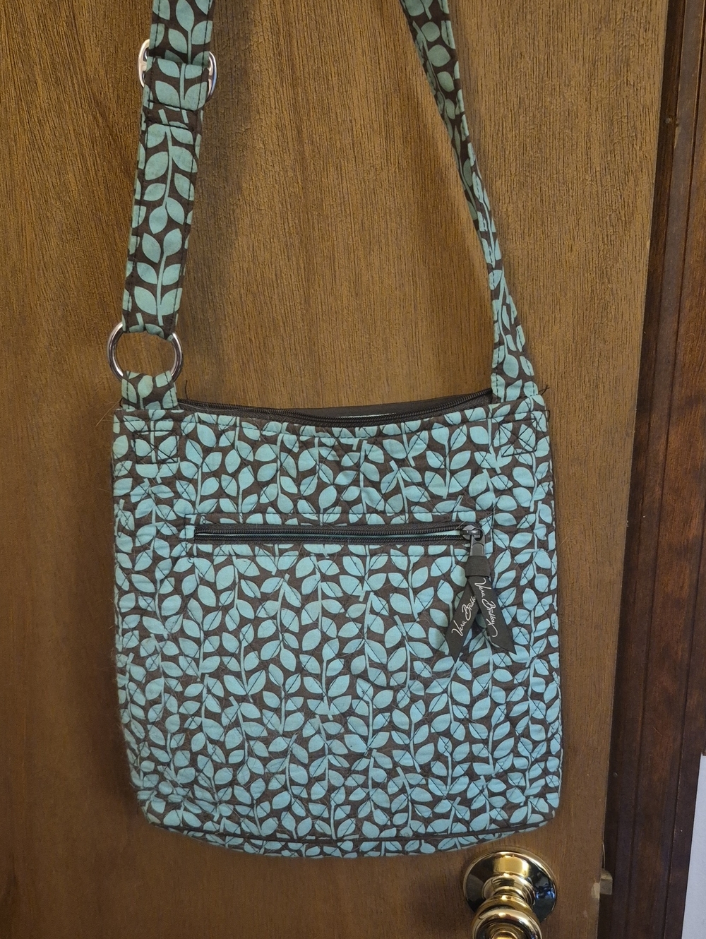 Vera Bradley Aqua Leaf Quilted Crossbody Bag - Picture 4 of 7
